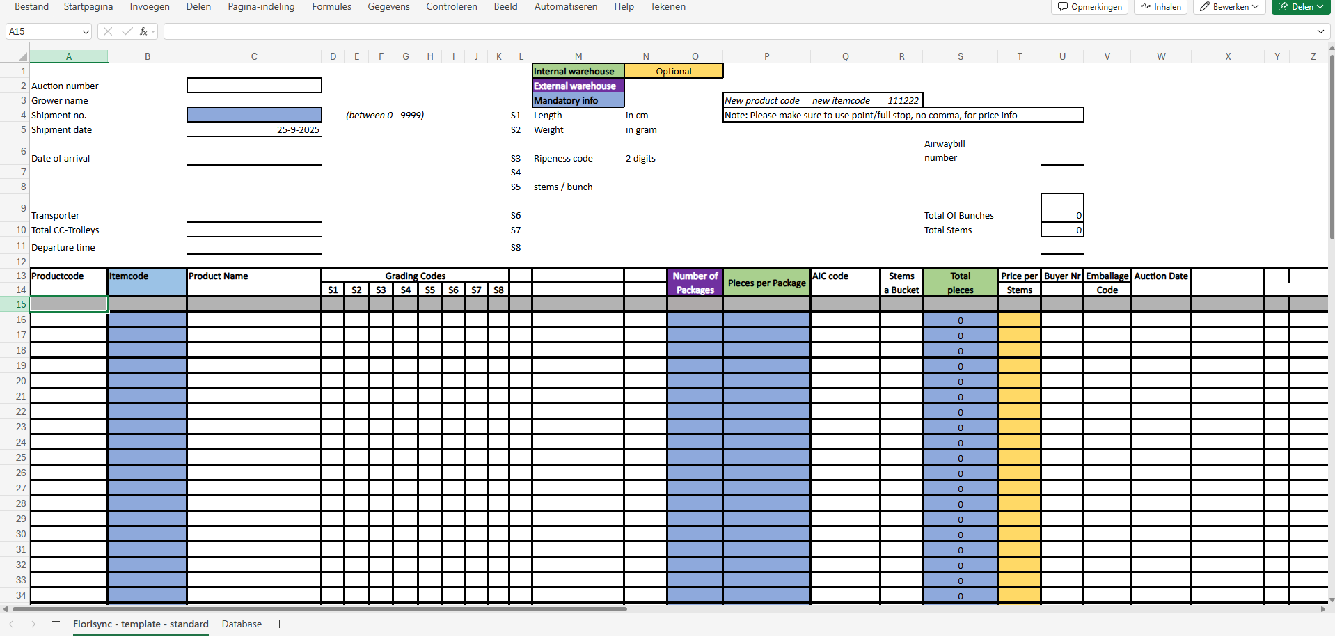 image of excel with database